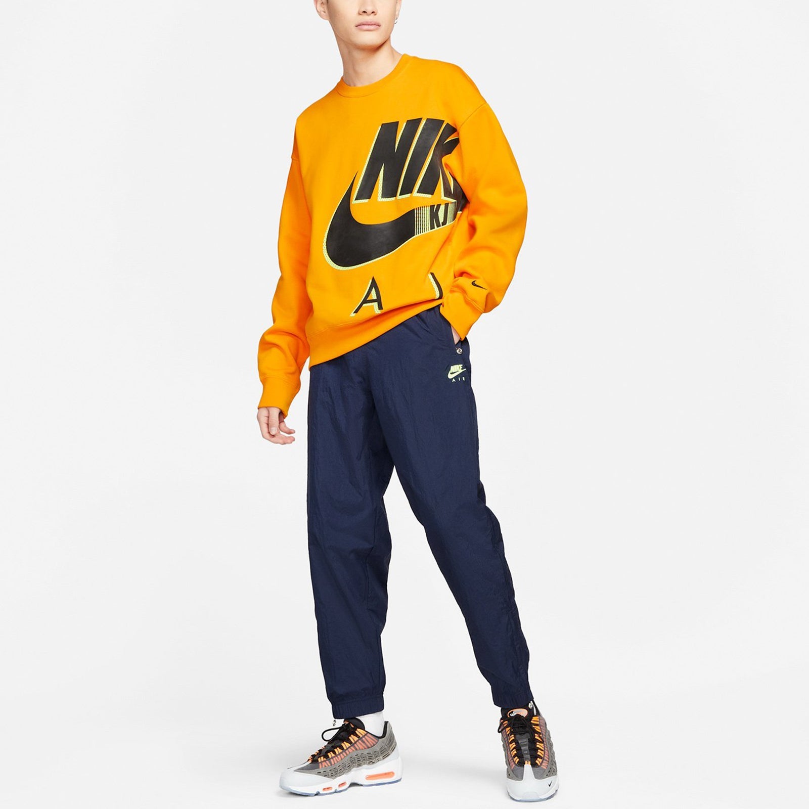 Nike Air x Kim Jones Jointly Signed Logo Printing Brushed Round Collar GS Orange DD0693-804
