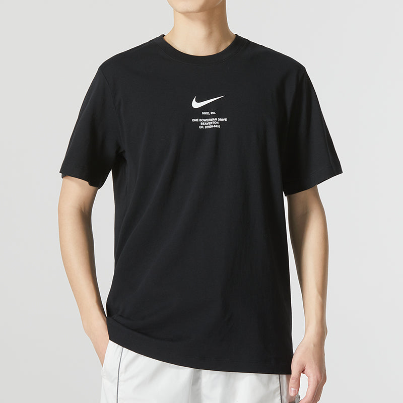 Nike Sportswear Big Swoosh Running Gym Cotton T-Shirt 'Black' DZ2882-010
