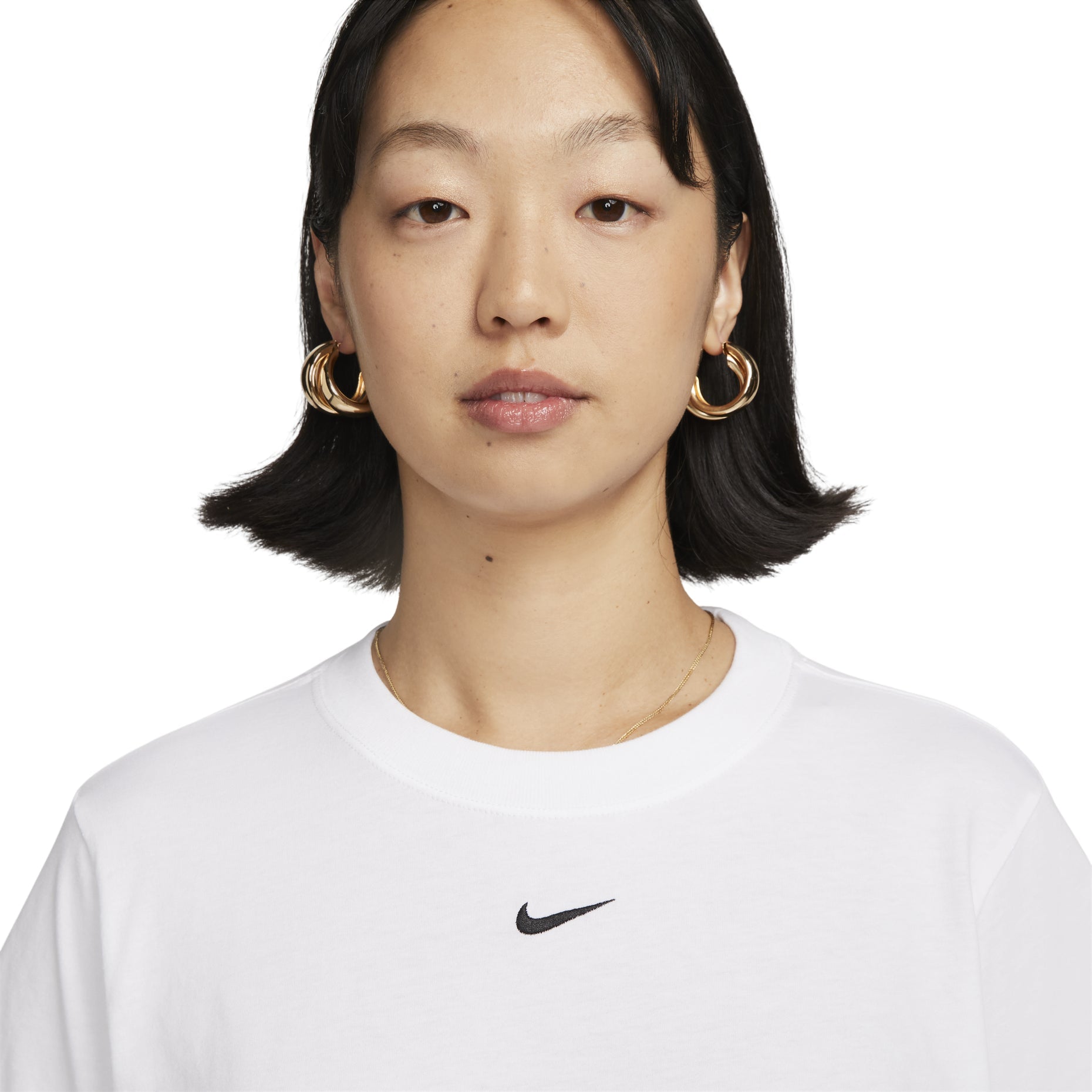 (WMNS) Nike Sportswear Small Swoosh T-shirt Asia Sizing 'White' FD4150-100