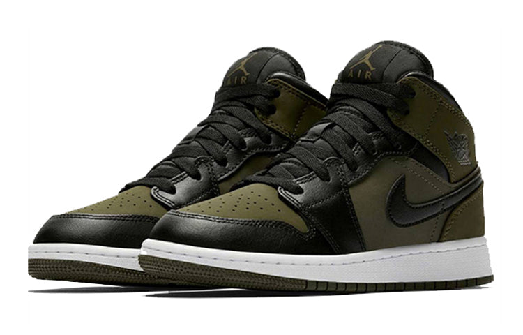 (GS) Air Jordan 1 Retro Mid 'Olive Canvas' 554725-301