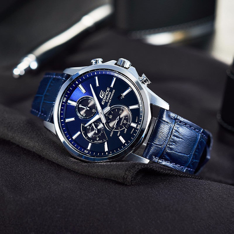 Waterproof EDIFICE Sapphire Crystal Blue Gradient Mens Blue Analog EFB-670SBL-2AVUPR