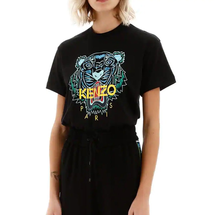 KENZO Classic Tiger Head Pattern Short Sleeve Black FA52TS9594YA