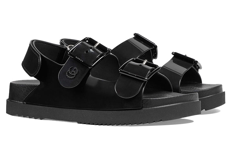 (WMNS) Gucci Mini Double G Sandal 'Black Rubber' 660243-J8700-1000