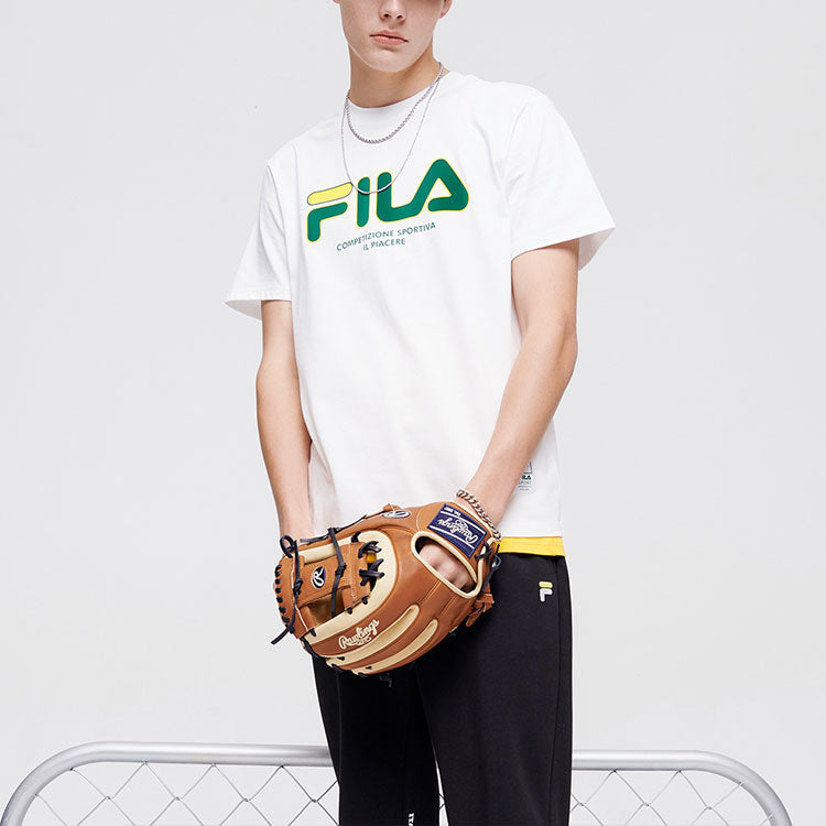 FILA FUSION Printing Round Neck Short Sleeve White T11M122102F-WT