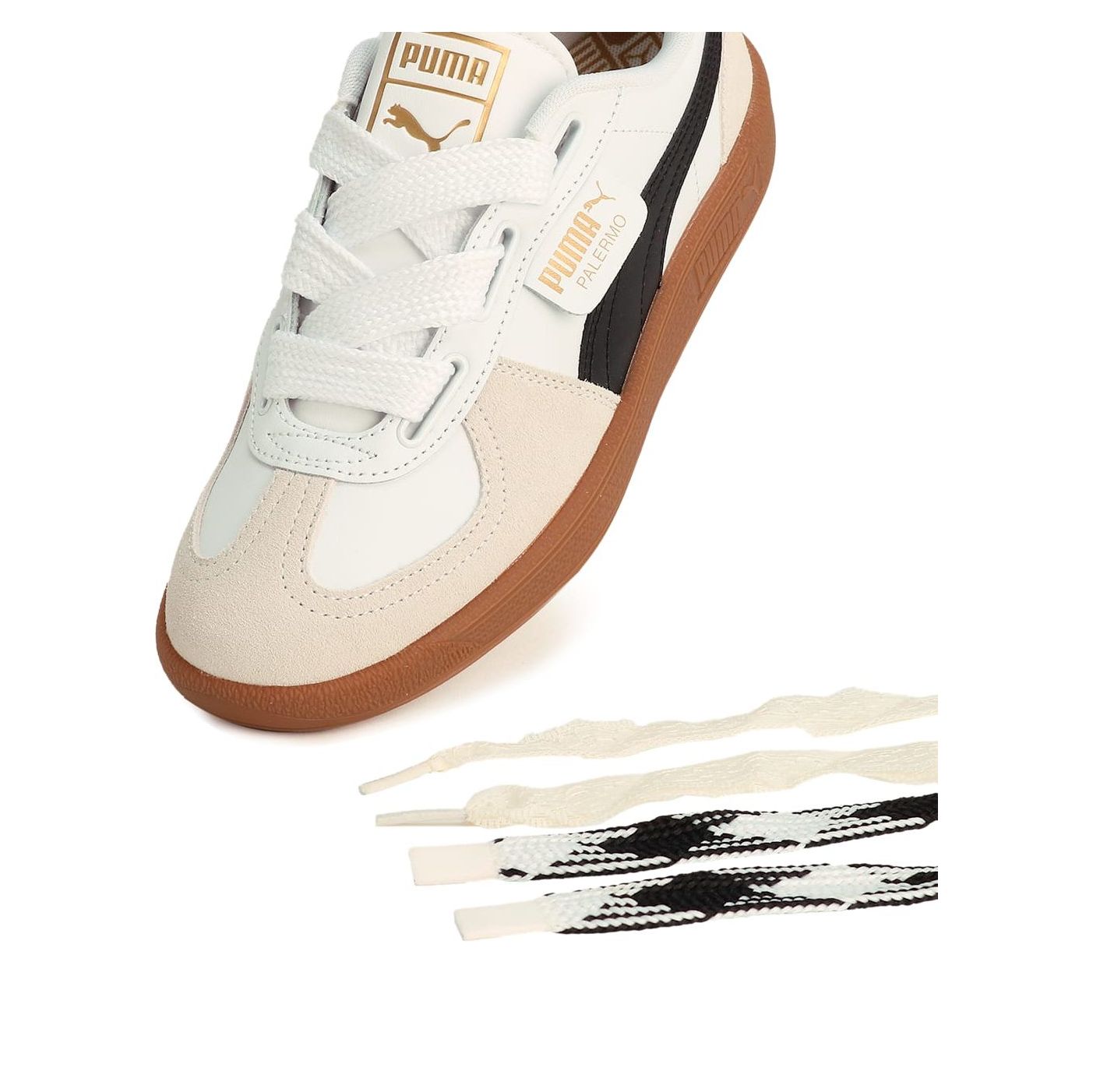 (WMNS) Puma Palermo Wide Lace SD 'White Black Vapor Grey' 402109-01