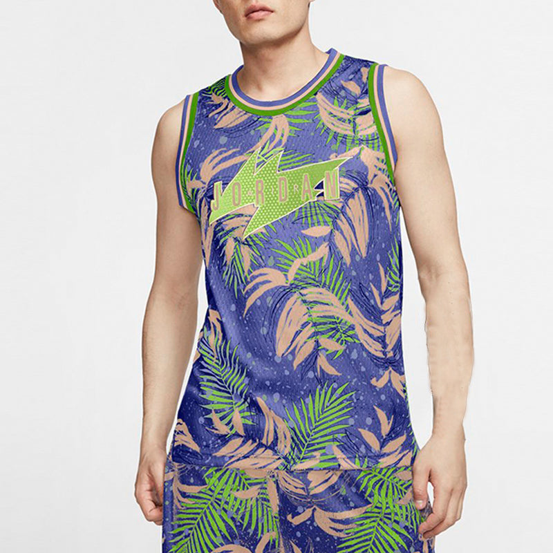 Air Jordan Wings Brown Printing Basketball Vest Purple CJ4315-554