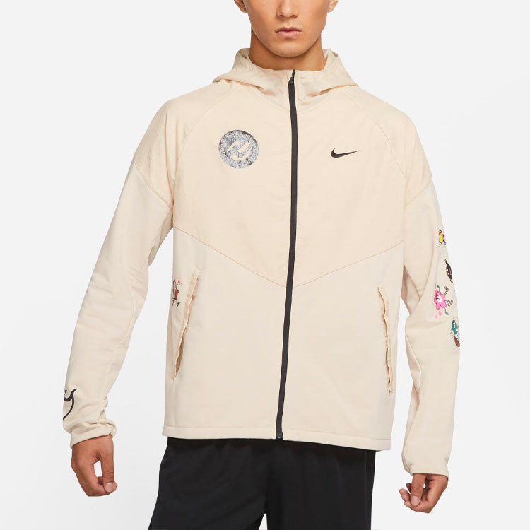 Nike Alphabet Cartoon Pattern Printing Athleisure Casual Sports Hooded Jacket Yellow DO6975-206
