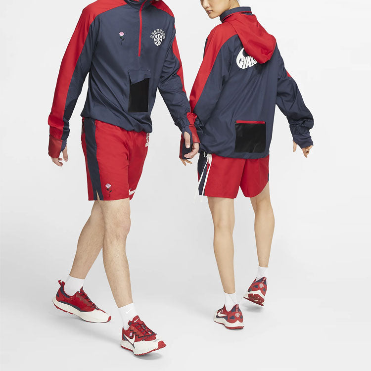 Nike x Gyakusou Crossover 1/2 Zipper Colorblock Hooded Jacket US Edition Couple Style Blue CD7107-447