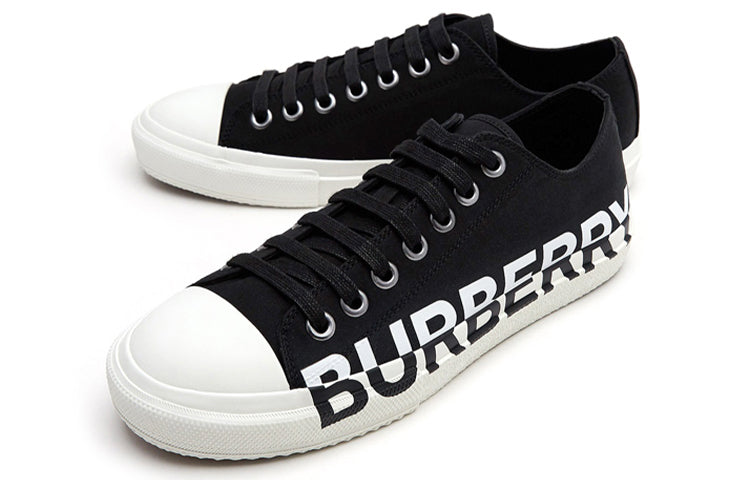 Burberry Logo Print Two Toned Sneakers 'Black Cotton White Sole' 80182701