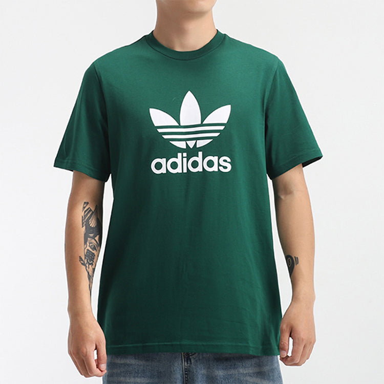 adidas originals TREFOIL logo Printing Sports Short Sleeve Green GJ8295