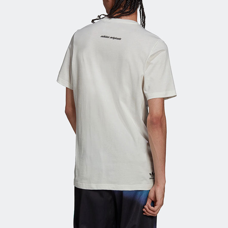 Men's adidas originals Logo Pattern Printing Casual Round Neck Short Sleeve White T-Shirt HC7186