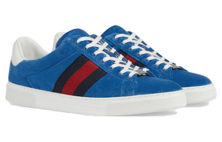 Gucci Ace Velvet Sneakers 'Blue Red' 757893-FACGV-4348