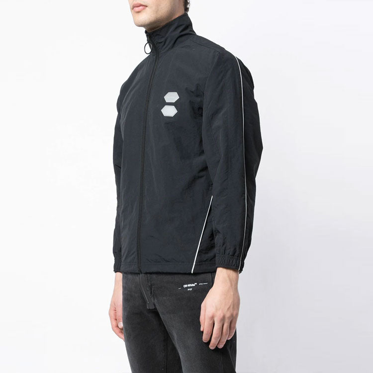 Off-White Solid Color Stand Collar Zipper Jacket Slim Fit Version Black OMBD010R19C010211000