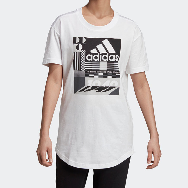 (WMNS) adidas White Must Haves Graphic Tee 'White Black' ED6173