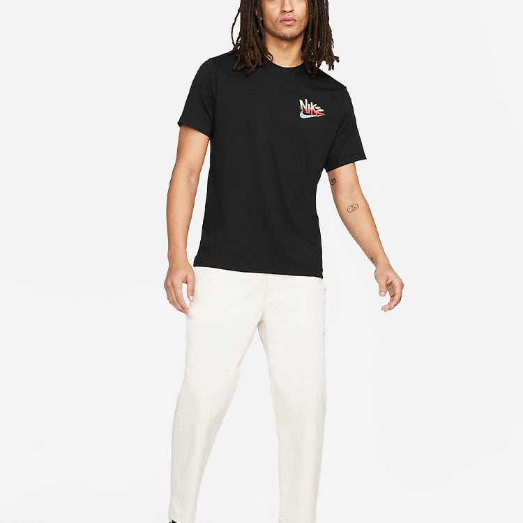 Nike Sportswear Back Alphabet Abstract Pattern Round Neck Short Sleeve Black DQ1408-010