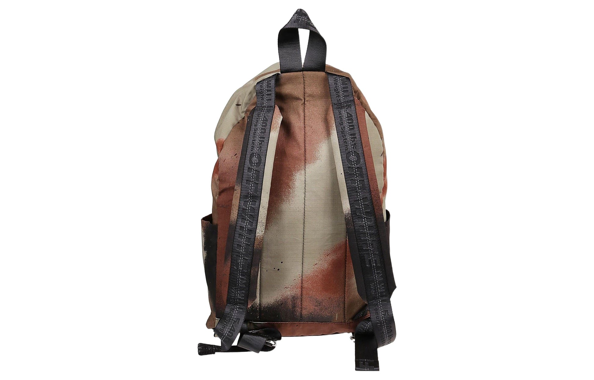 Men's Off-White Cotton Classic Arrow Logo Adornment Zipper Handbag Backpack Brown OMNB003E20FAB0036060