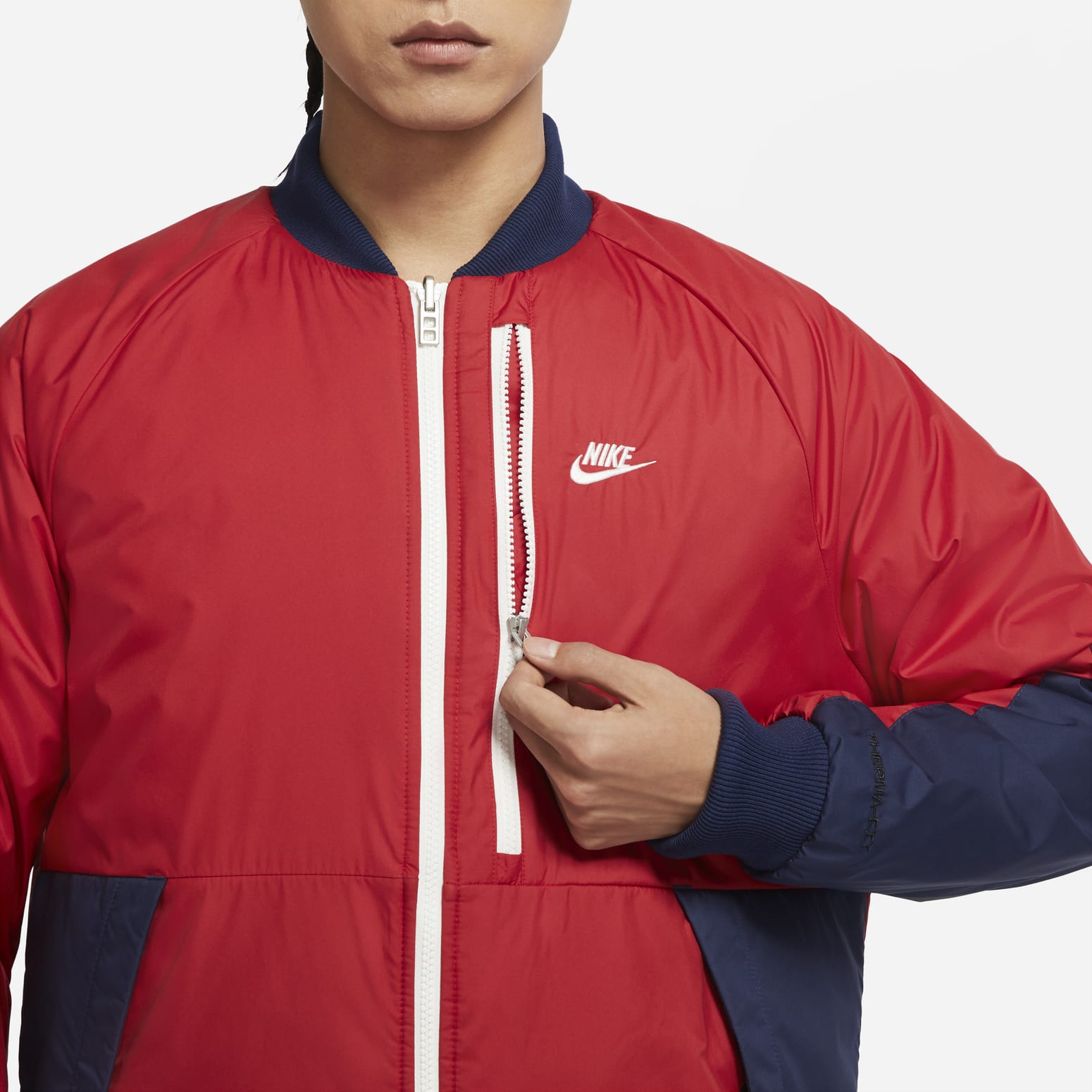 Nike Sportswear Therma-FIT Legacy Reversible Bomber Jacket 'Red Blue' DD6850-687