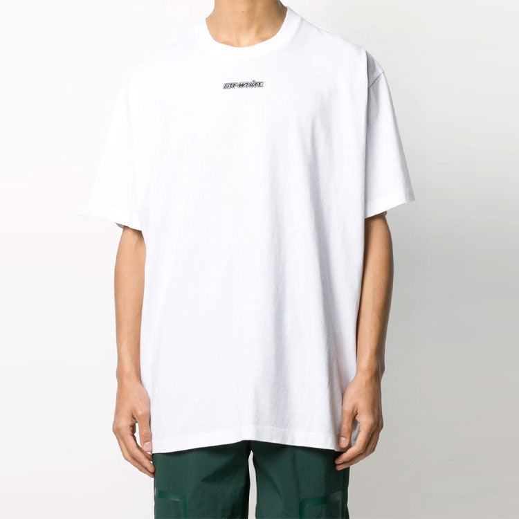 Off-White Back Arrow Pattern Printing Round Neck Short Sleeve Loose Fit White OMAA038E20JER0020145