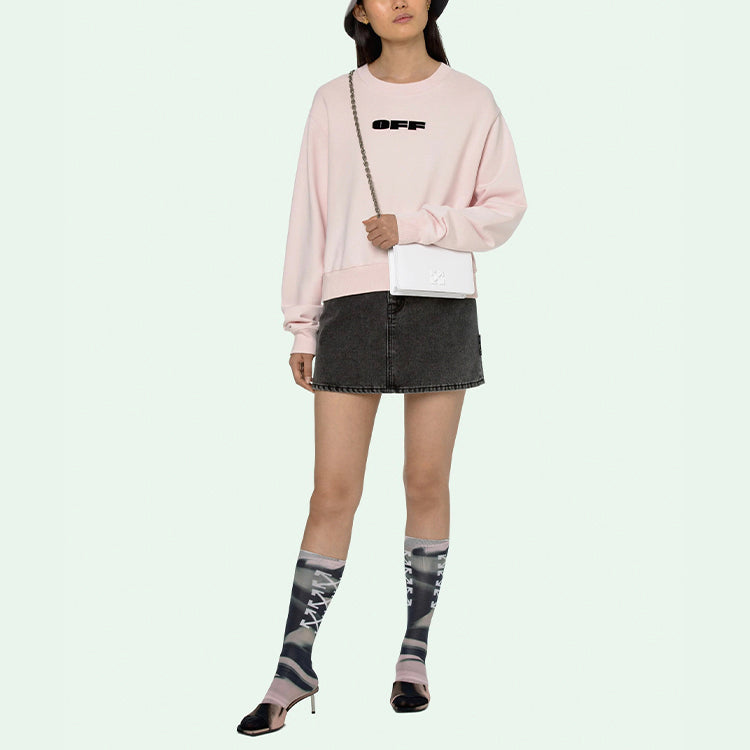 (WMNS) Off-White SS21 Logo Round Neck Hoodless Hoodie Pink OWBA026R21JER0013010
