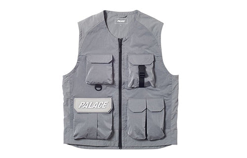PALACE IRIDESCENT Jacket+VEST GREY Cargo Jacket vest Unisex Gray P19SS003