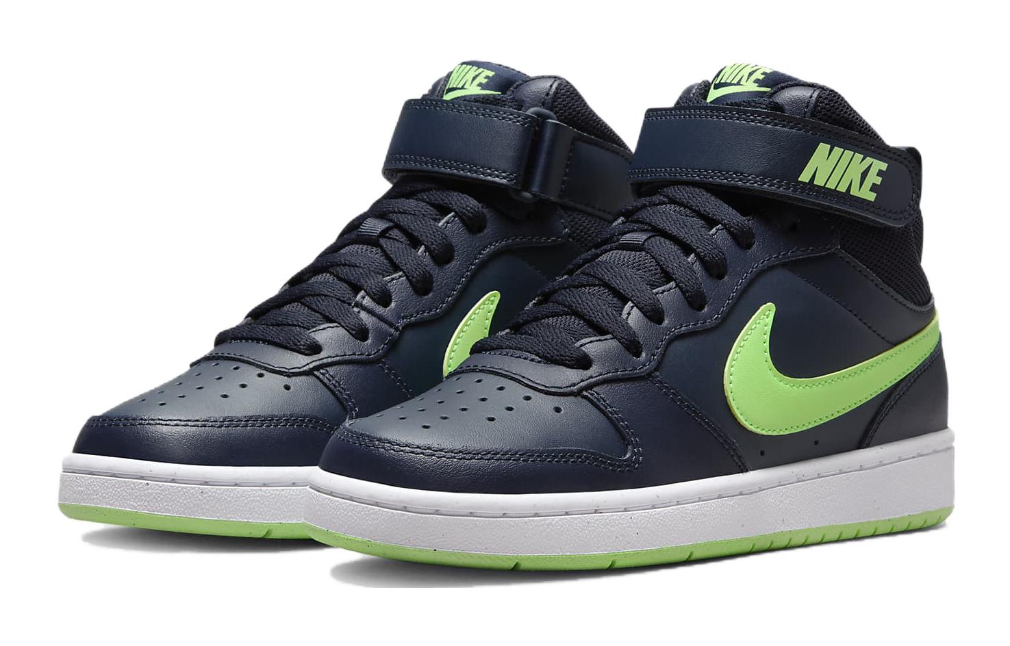 (GS) Nike Court Borough Mid 2 'Dark Obsidian Lime Blast' CD7782-403