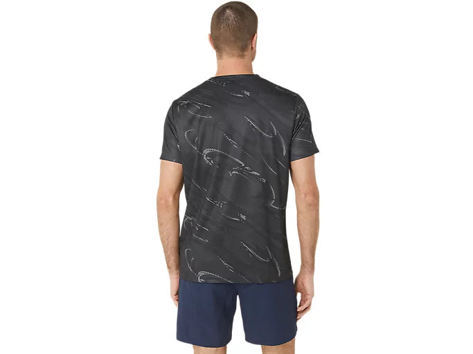 ASICS Suminagashi Motif Print Short Sleeve Top 'Graphite Grey' 2031E214-020