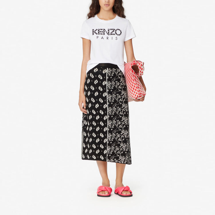 KENZO Alphabet Logo Pattern Round Neck Short Sleeve White FA52TS701990-01