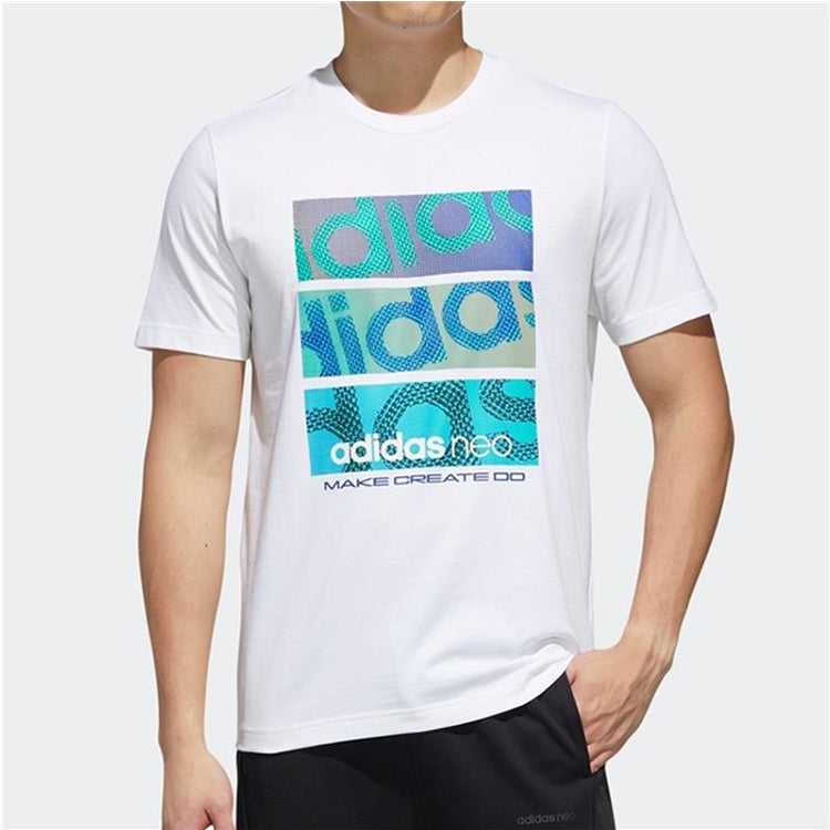 adidas neo M FAV TCNS TEE1 Alphabet Printing Sports Short Sleeve White GJ8773