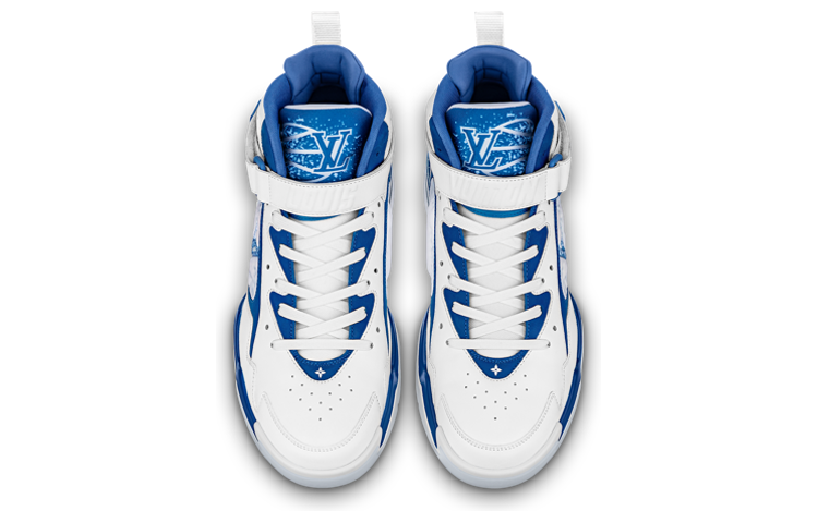LOUIS VUITTON Trainer 2 Ankle Sneakers 'White with Blue' 1AB8TR