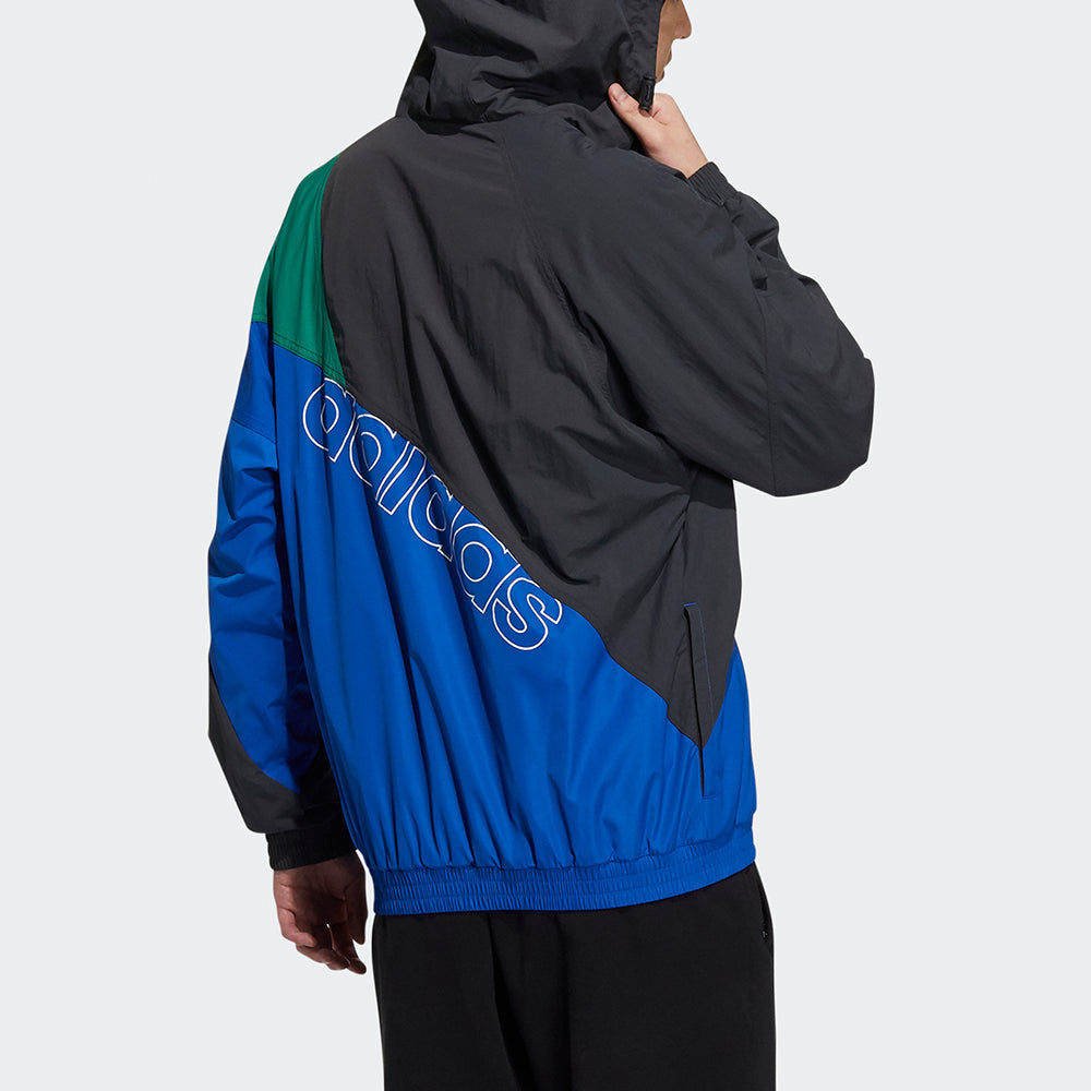 adidas originals Ts Wb Colorblock Splicing Sports hooded Logo Jacket Blue HF5946