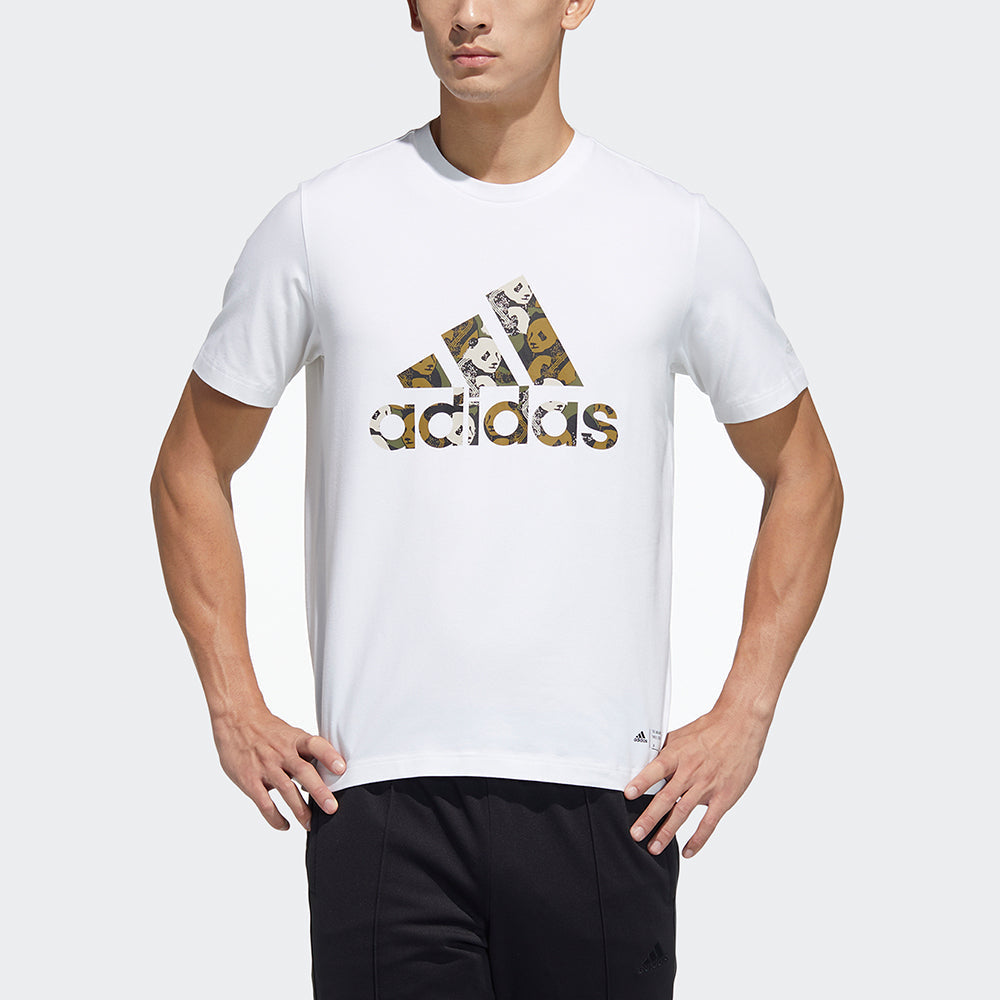 adidas China Tee M Panda Crew Neck Sports Short Sleeve White GP1849