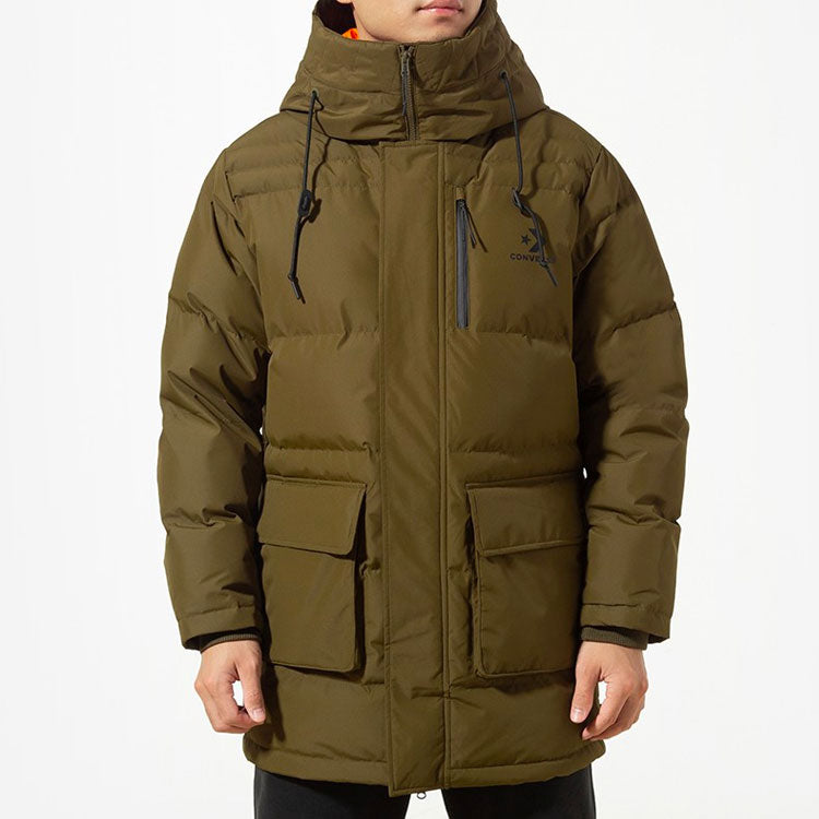 Converse Mid-Length Down Fill Puffer Jacket Asia Sizing 'Olive Green' 10019323-A02