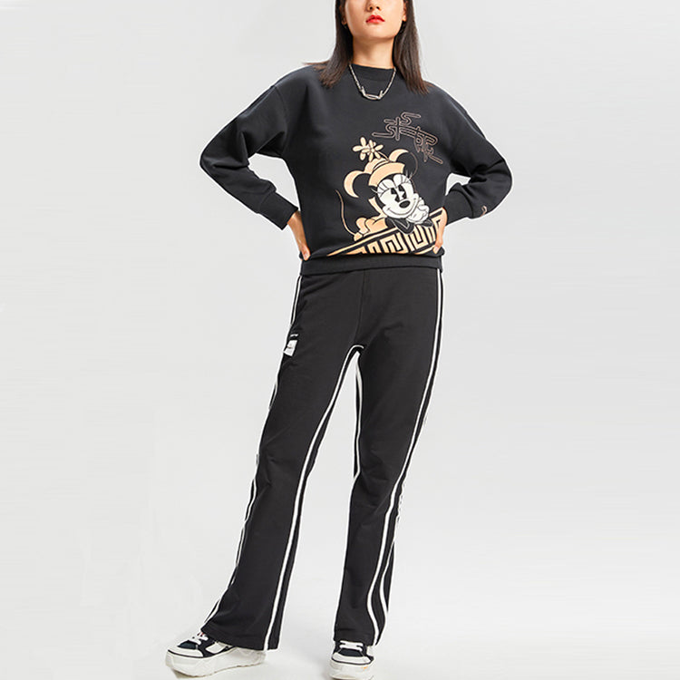 Li-Ning x Disney Crossover Sports Fashion Series Printing Loose Sports Round Neck Pullover Hoodie Black AWDQ584-3