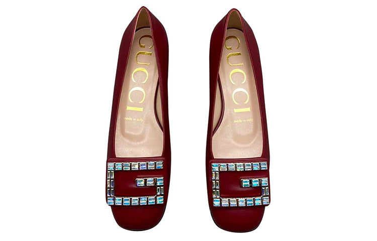 (WMNS) Gucci Madelyn Crystal G 'Dark Red Leather' 551434-C9D00-6438