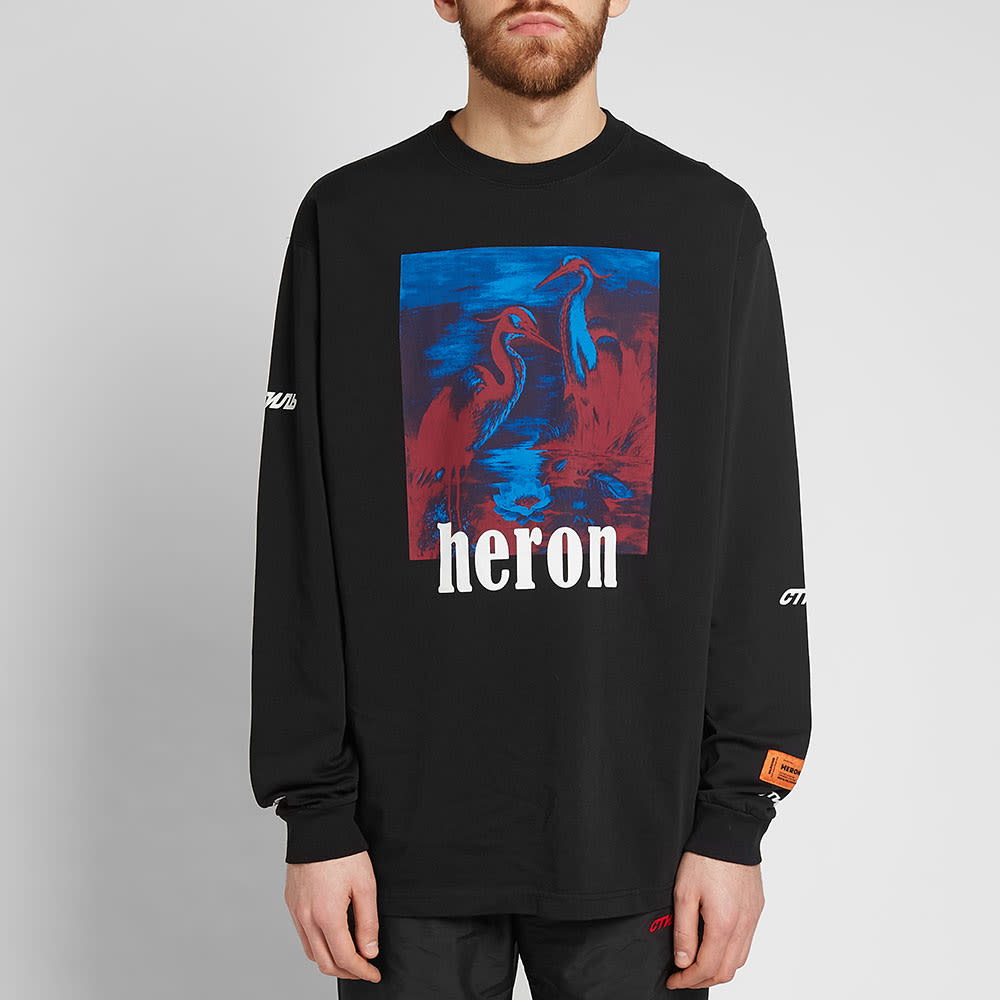 HERON PRESTON Long Sleeve Heron T-shirt 'Black' HMAB002S196000381088