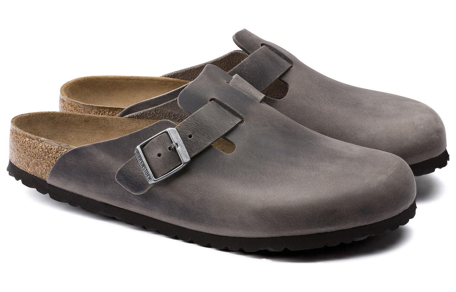 Birkenstock Boston Soft Footbed Oiled Leather Sandals 'Iron' 1013255