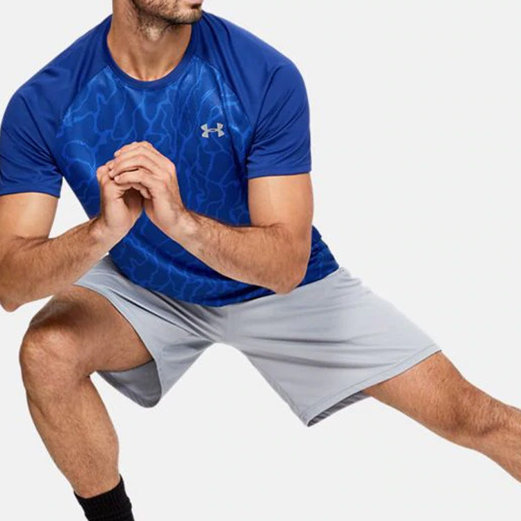 Men's Under Armour Training Sports Printing Short Sleeve Navy Blue 1353185-449