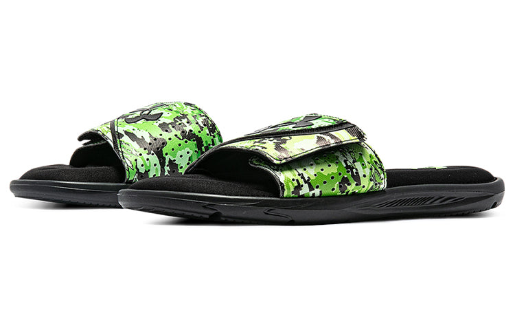 Under Armour Ignite 6 Graphic Strap Slide 'Black Green Citrine Camo' 3024450-001