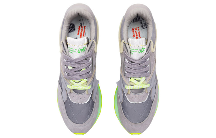 Li-Ning 001 Splicing Lightweight Wear-Resistant Low Top Athleisure Casual Sports Shoes Gray Green AGCP313-5
