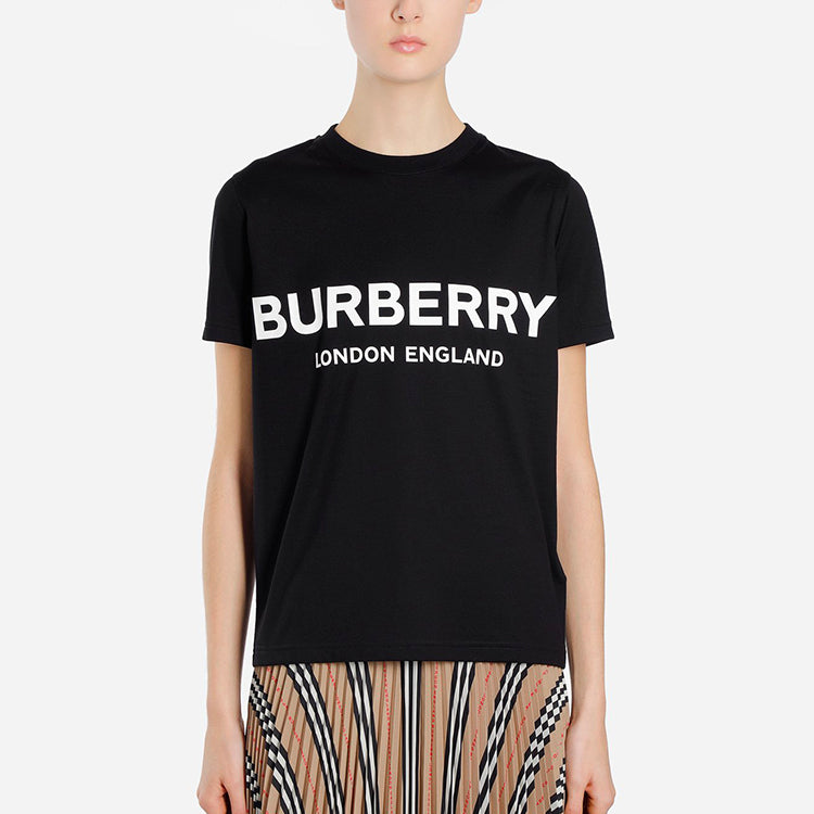 Burberry Alphabet Logo Printing Cotton Round Neck Short Sleeve Black 8011651