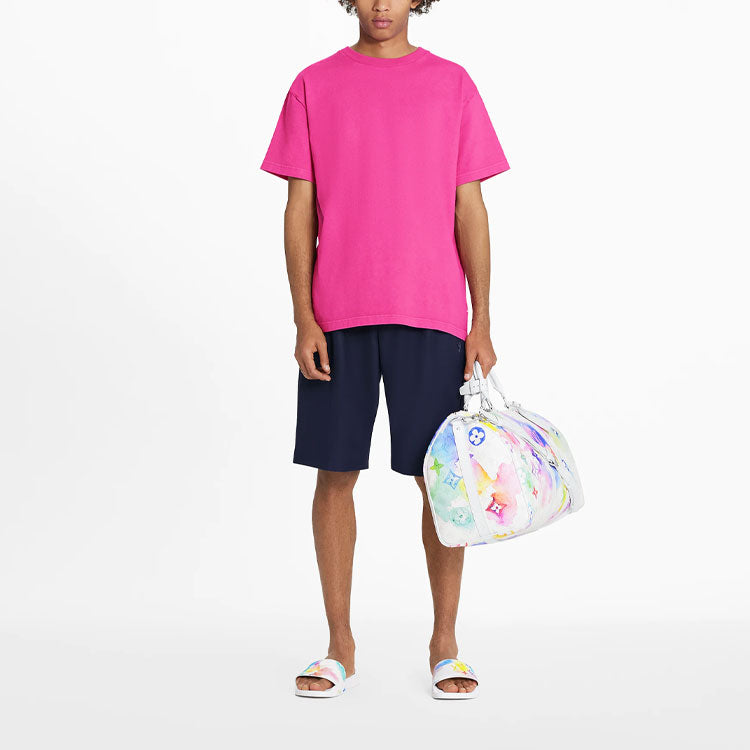 Men's LOUIS VUITTON SS21 Casual Solid Color Short Sleeve Pink 1A8R56