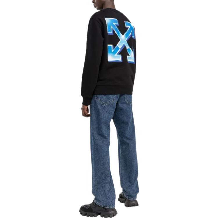 Men's Off-White FW22 Alphabet Logo Printing Round Neck Long Sleeves Version Black OMBA057S22FLE0041039