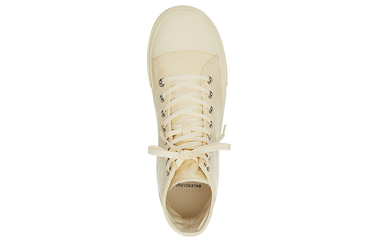 Balenciaga Paris High Top Sneakers 'Beige Leather and Beige Rubber' 688752W3RCA9090