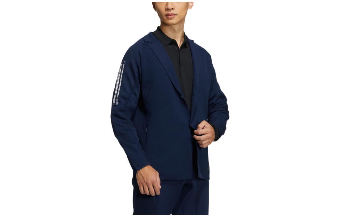 Men's adidas Taylored Jkt Stripe Lapel Zipper Cardigan Long Sleeves Jacket Dark Blue HG1664