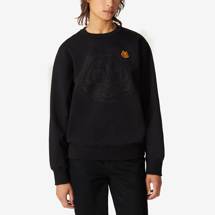 (WMNS) KENZO SS21 Round Neck Pullover Printing Tiger Head Long Sleeves Black Hoodie FA62SW8904MO-99