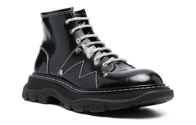 (WMNS) Alexander McQueen Tread Lace-up Boots 'Black White' 718366WIC6D1081
