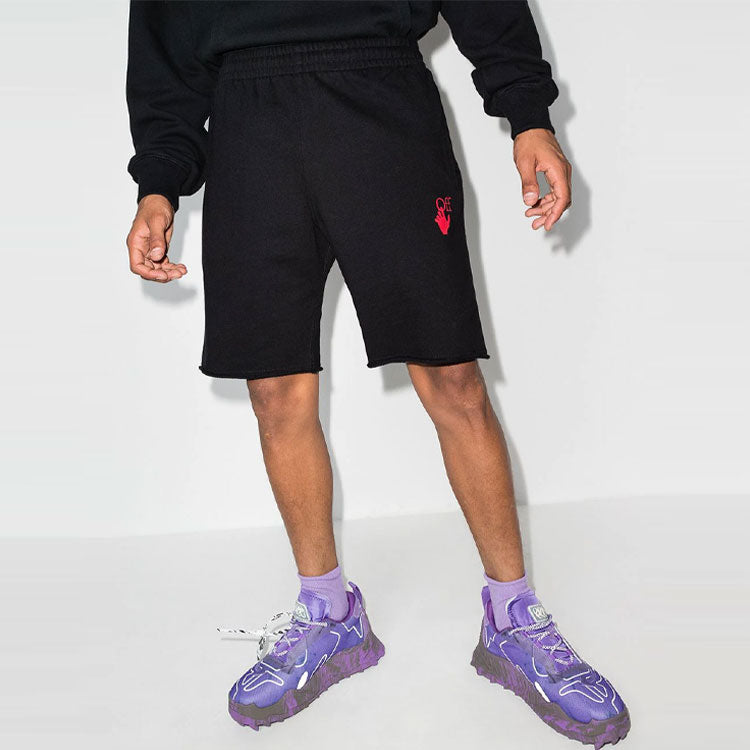 Off-White FW21 Logo Pants Sports Shorts Ordinary Version Black OMCI006F21FLE0051025