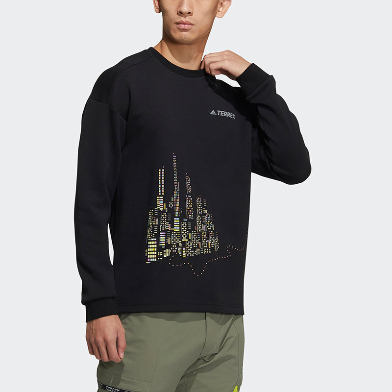 adidas Men's Mountain and City Graphic Sweatshirt Black GN7573