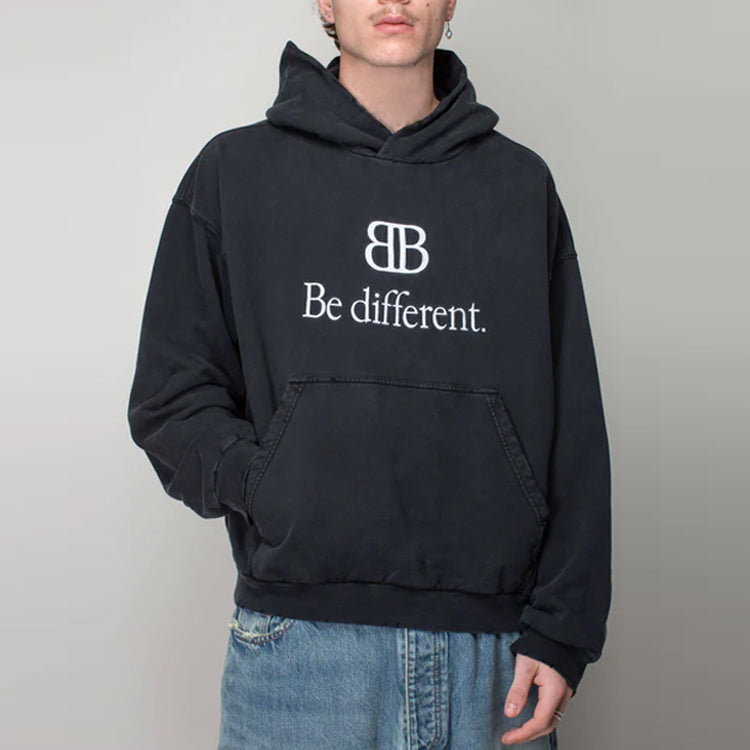 Balenciaga BB Be Different Popover Hoodie 'Black White' 720426TNVV11070