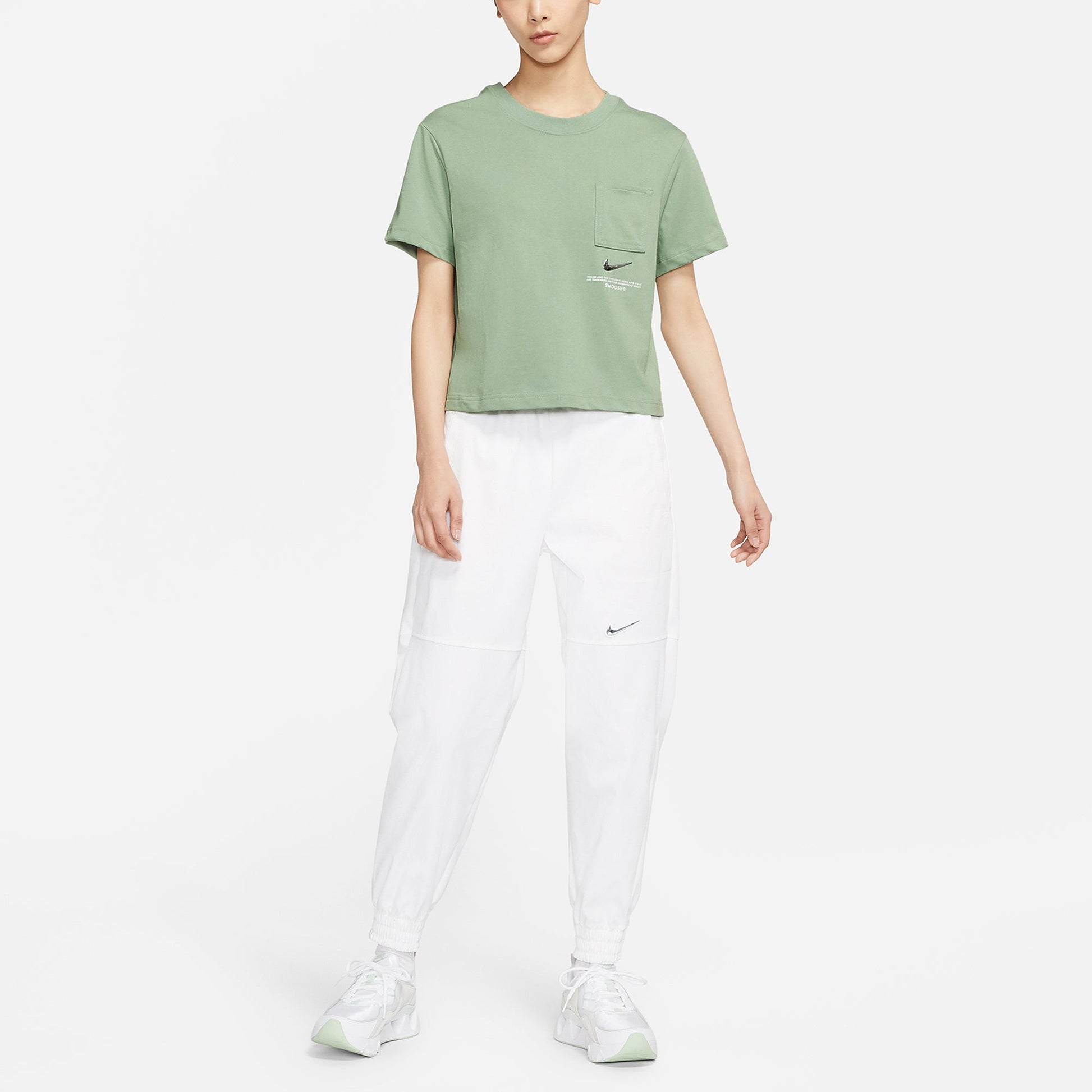 (WMNS) Nike Sportswear Swoosh 3D Logo Loose Breathable Round Neck Short Sleeve Green T-Shirt CZ8912-006